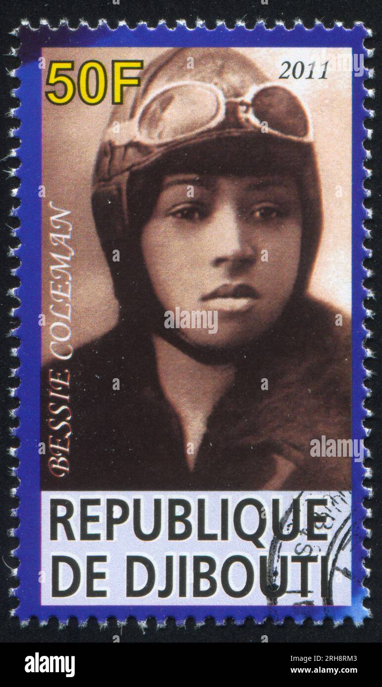 DJIBOUTI - CIRCA 2011: stamp printed by Djibouti, shows Bessie Coleman, circa 2011 Stock Photo