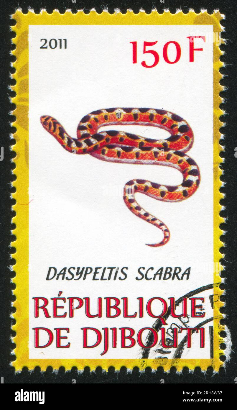 DJIBOUTI - CIRCA 2011: stamp printed by Djibouti, shows common snake, circa 2011 Stock Photo