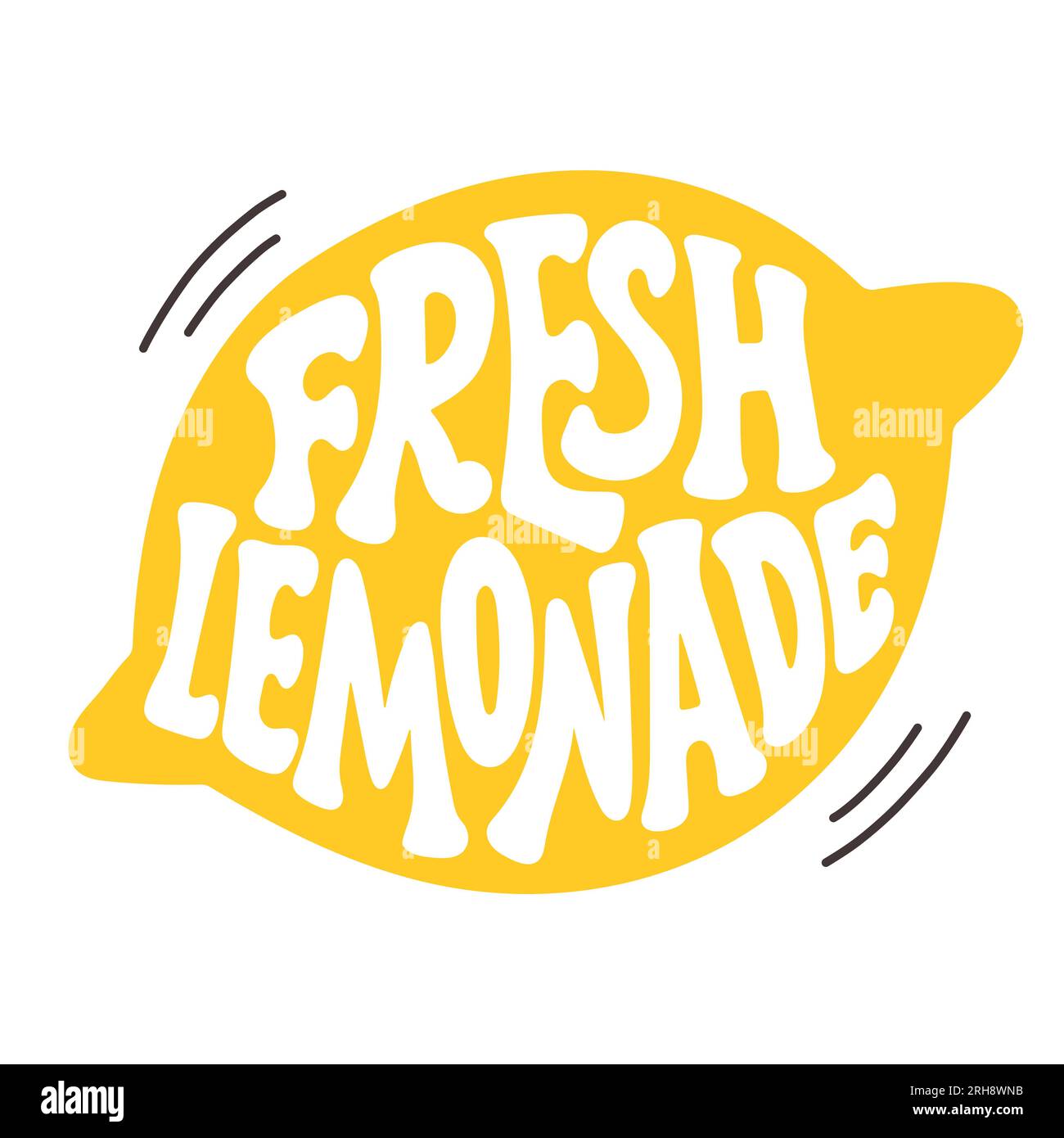 Lemonade lettering Fresh lemonade in lemon silhouette on white