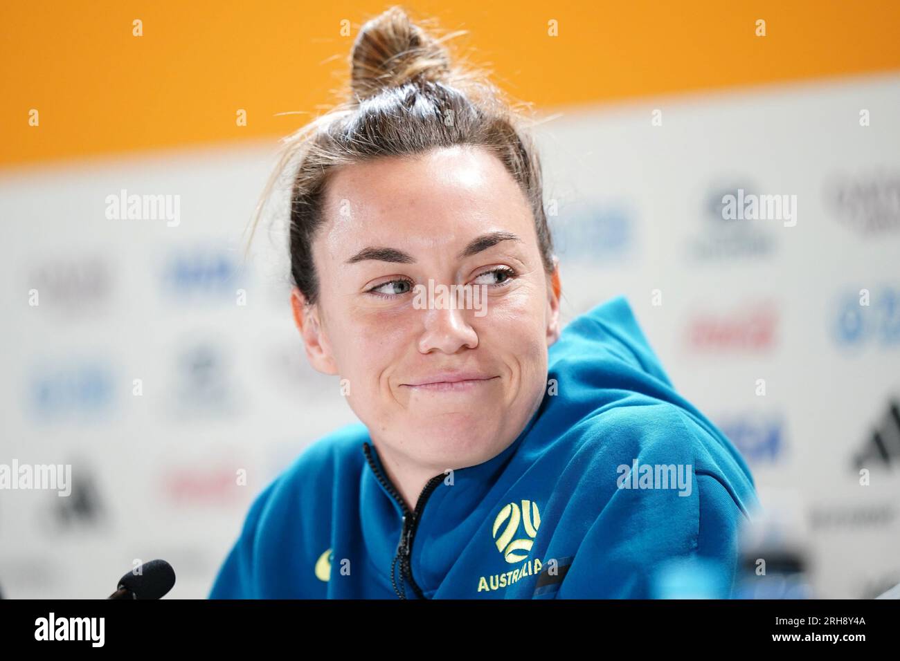 * Image reissued adding surname* Australia's Mackenzie Arnold speaks during a press conference at Stadium Australia, Sydney. Picture date: Tuesday August 15, 2023. Stock Photo