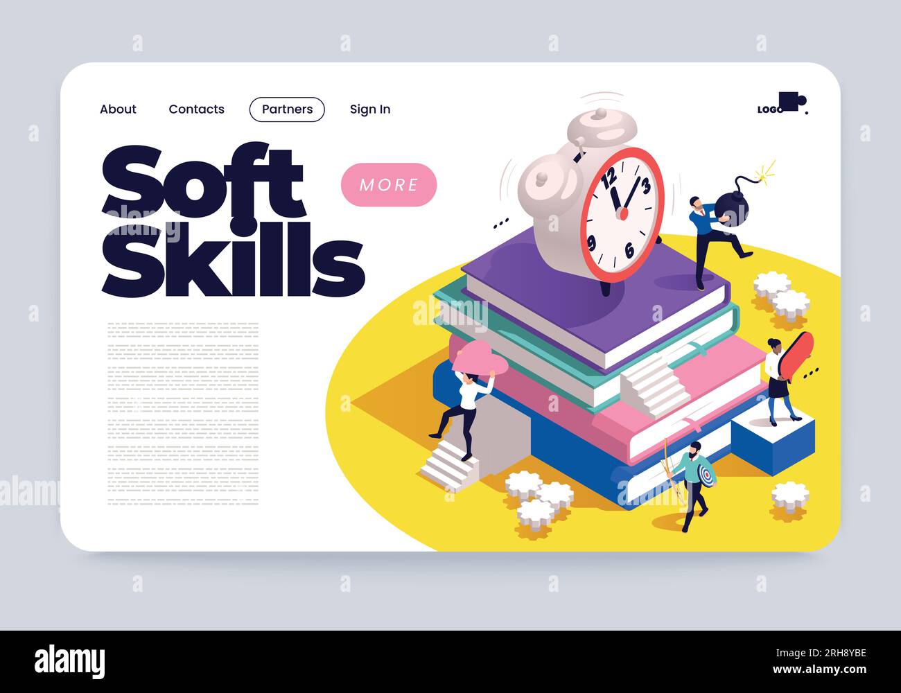 Soft skills planning time management communication empathy isometric ...