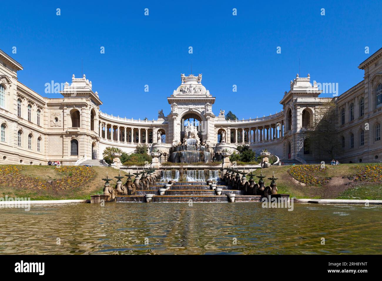 Marseille, France - March 23 2019: The château d'eau of the Palais Longchamp. The Palais Longchamp was created in 1839 to celebrate the construction o Stock Photo