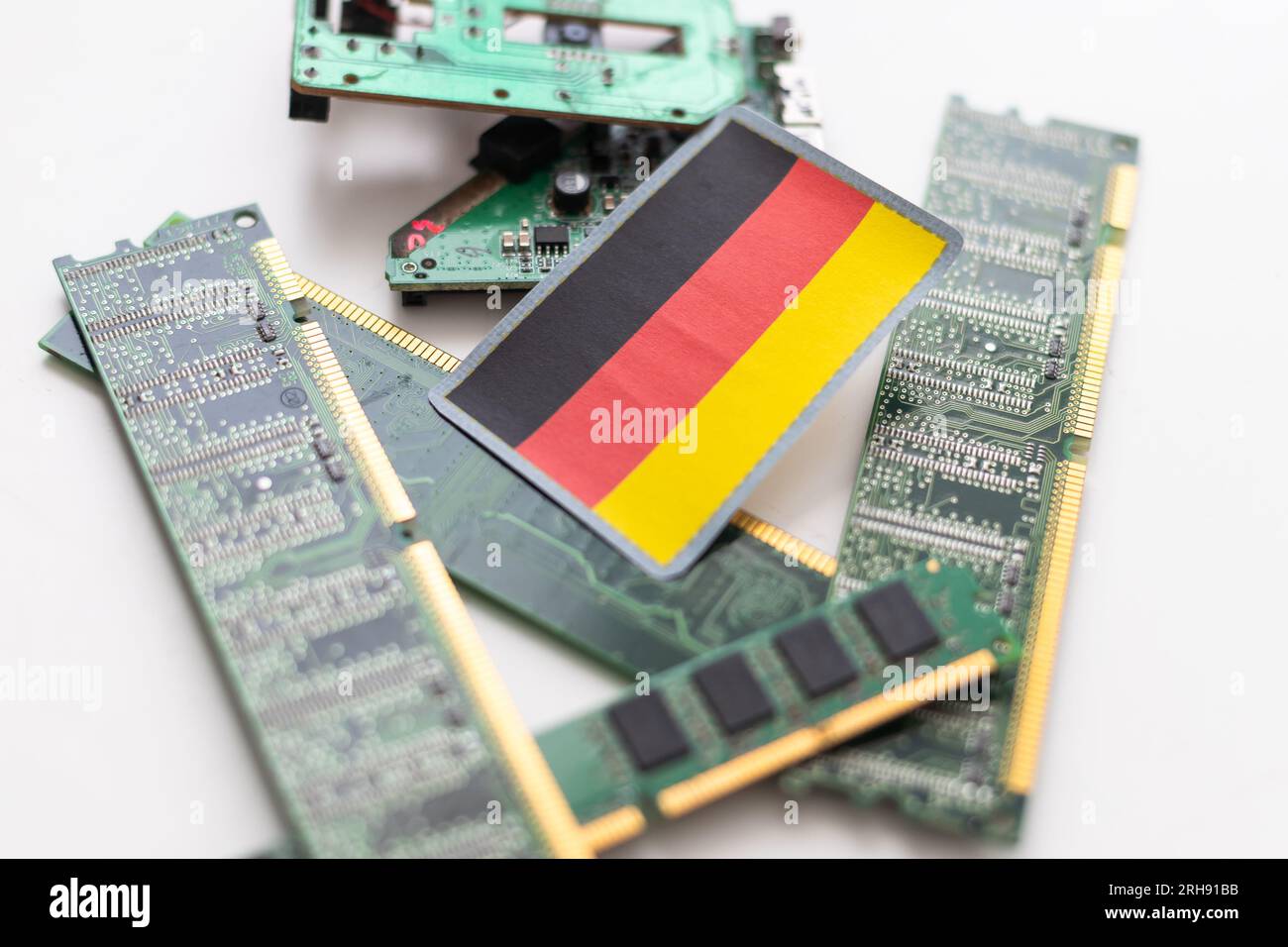 Semiconductor printed circuit board. Concept: German semiconductor industry. Stock Photo