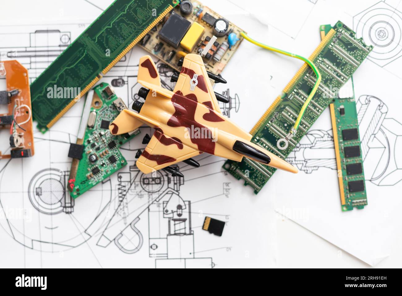 Electronic circuit and tools, real workplace of electronic engineer