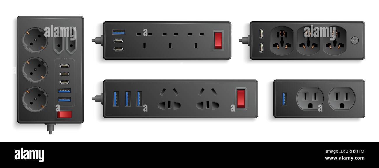 Realistic electric extension cord with usb ports and turn on and off