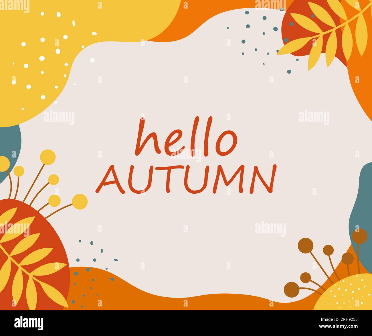 Hello autumn. Abstract autumn background with text.Design elements. Vector Stock Vector