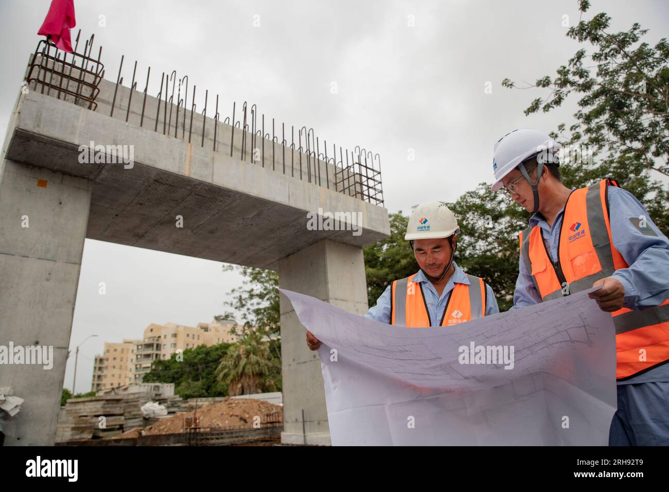 Israel Building Projects Tel Aviv, Israel. 14th Aug, 2023. Chinese constructors work at the ...