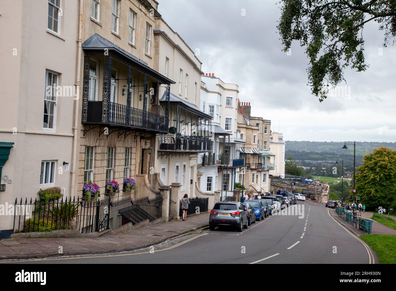 Balconies on houses in Clifton, Bristol Stock Photo