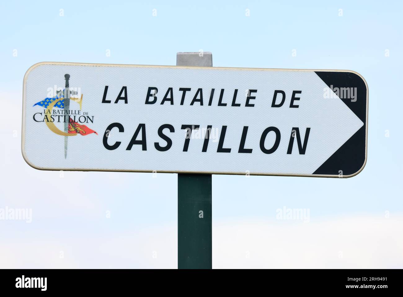 Fin de la Guerre de Cent Ans et monument Talbot à Castillon-la-Bataille. Ce monument commémore la célèbre bataille de Castillon et marque le lieu où a Stock Photo