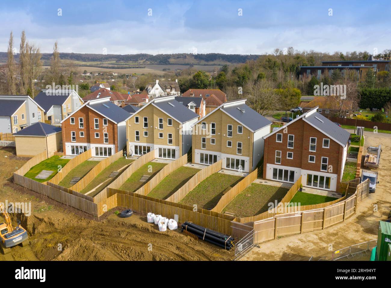 Aerial drone shot of Castle View housing, Maidstone, Kent, building