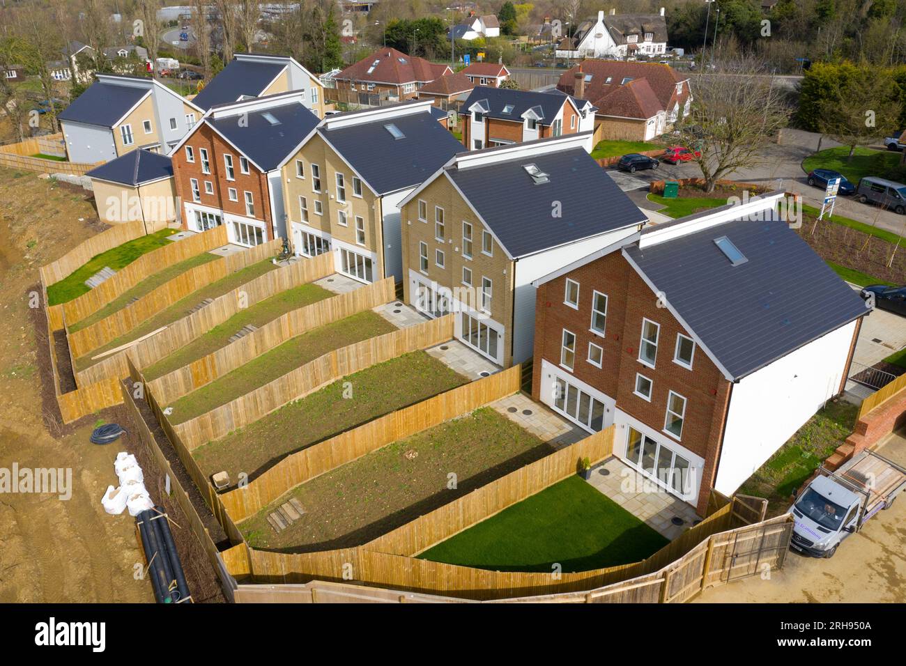 Aerial drone shot of Castle View housing, Maidstone, Kent, building