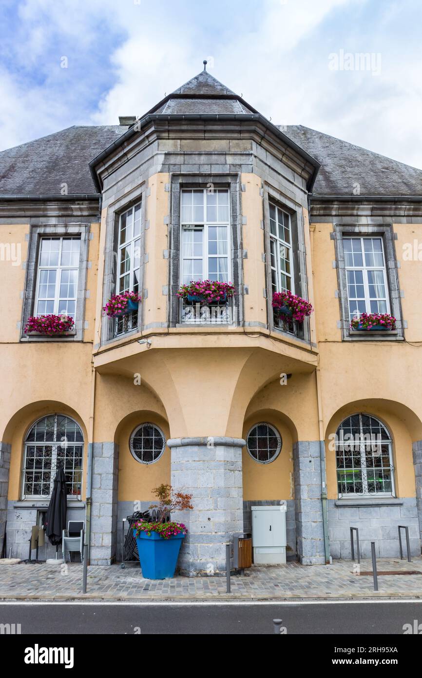 Front facade of the historic town hall in Dinant, Belgium Stock Photo