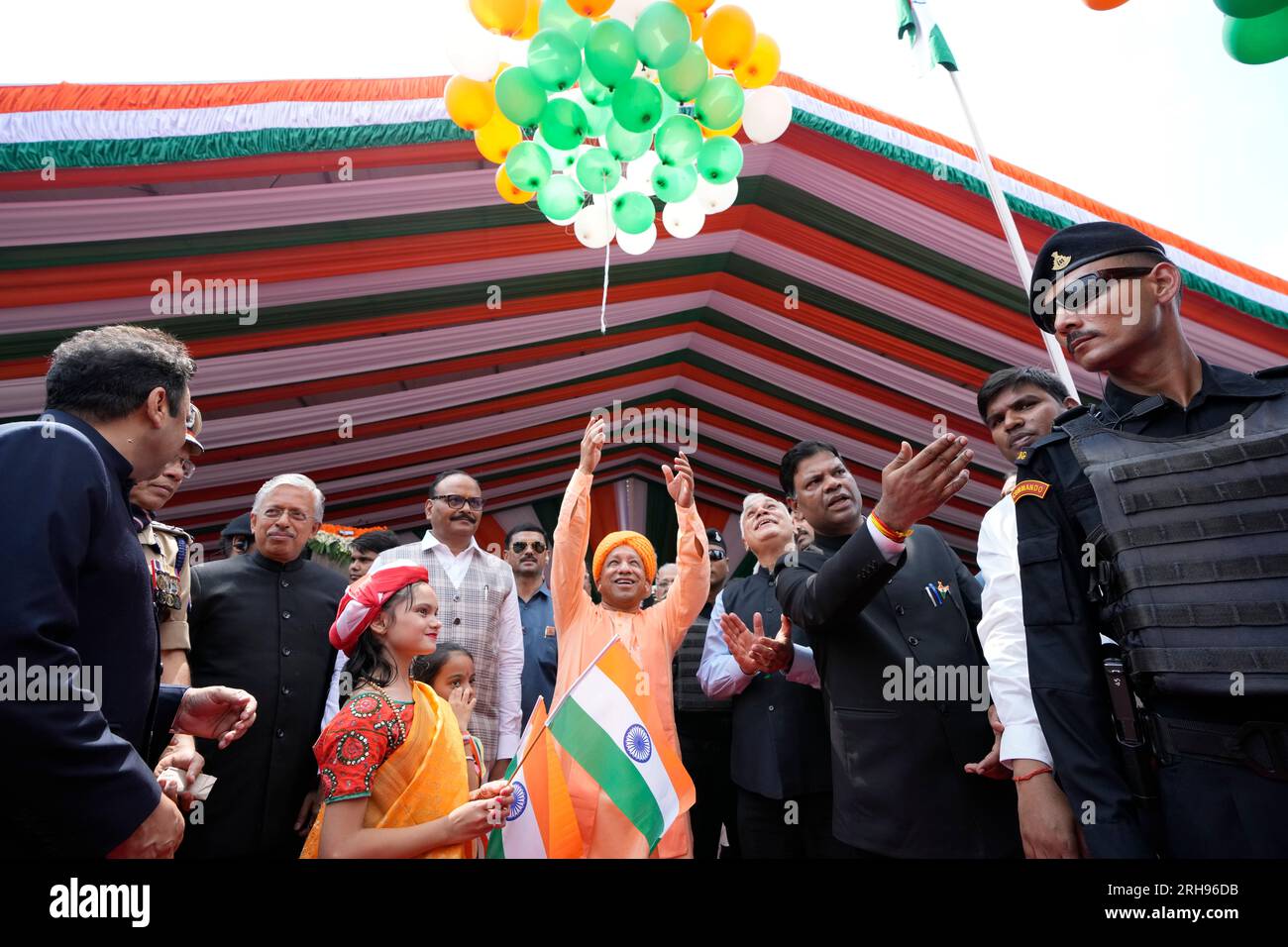Uttar Pradesh state Chief Minister Yogi Adityanath releases tricolor ...