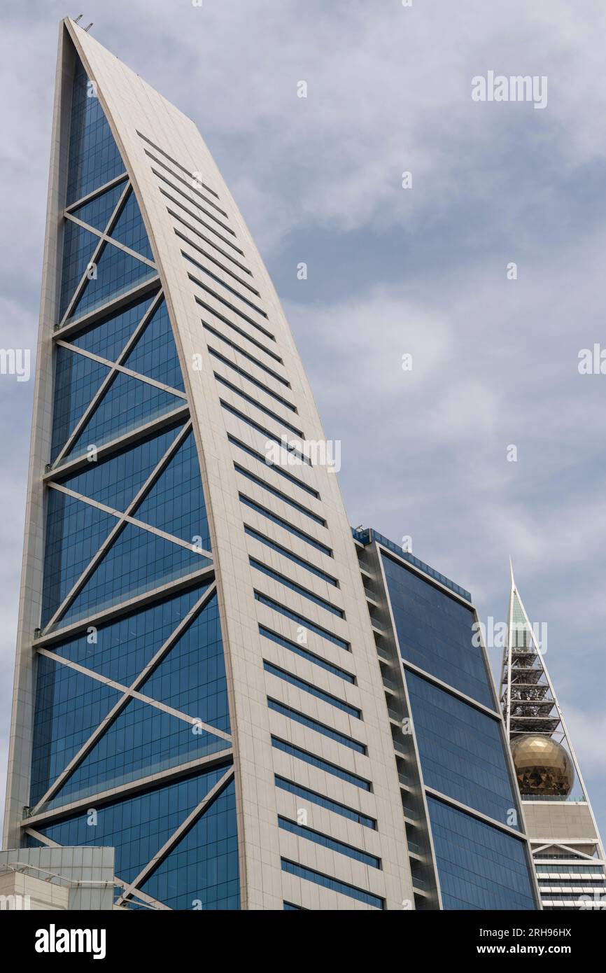 Hamad tower. Al Faisaliyah Tower in the background. al-Olaya district, Riyadh,  Saudi Arabia. Stock Photo