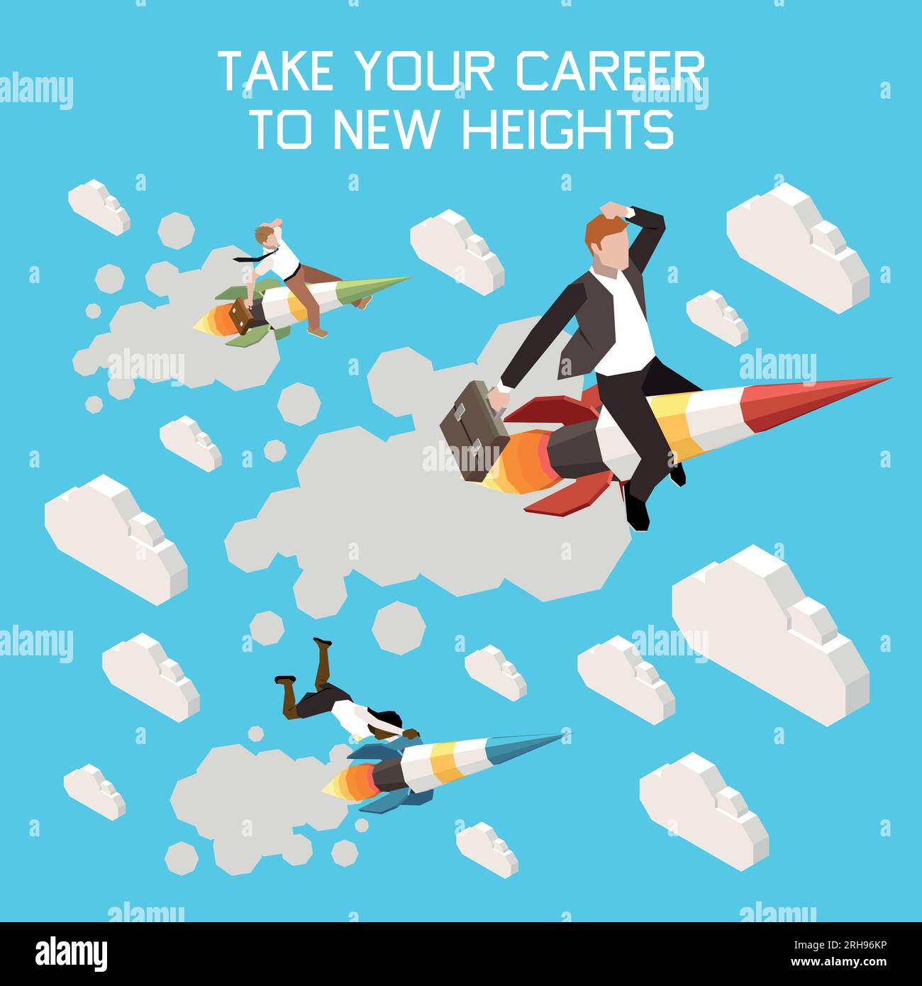 Career boost isometric poster with take your career to new heights ...