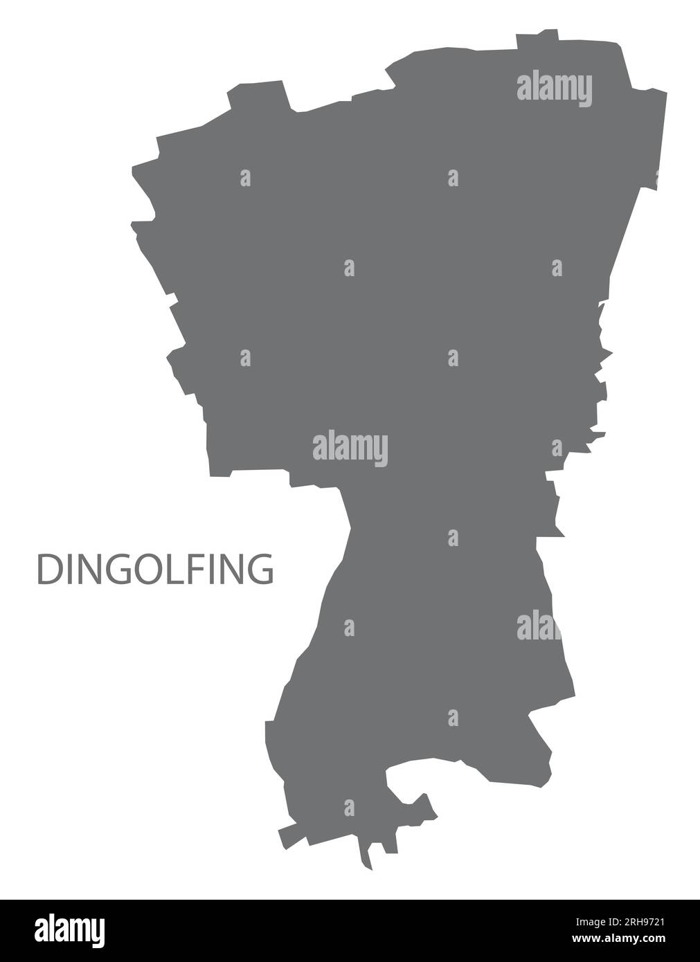 Dingolfing German City Map Grey Illustration Silhouette Shape Stock