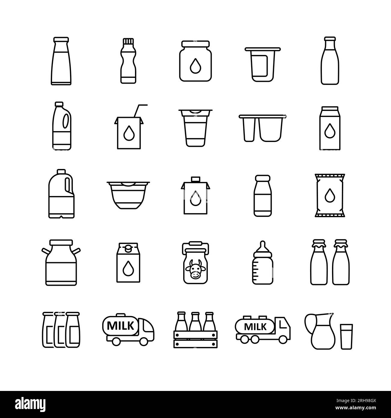 Milk cans and bottles vector icon. Dairy products sign. Graph symbol