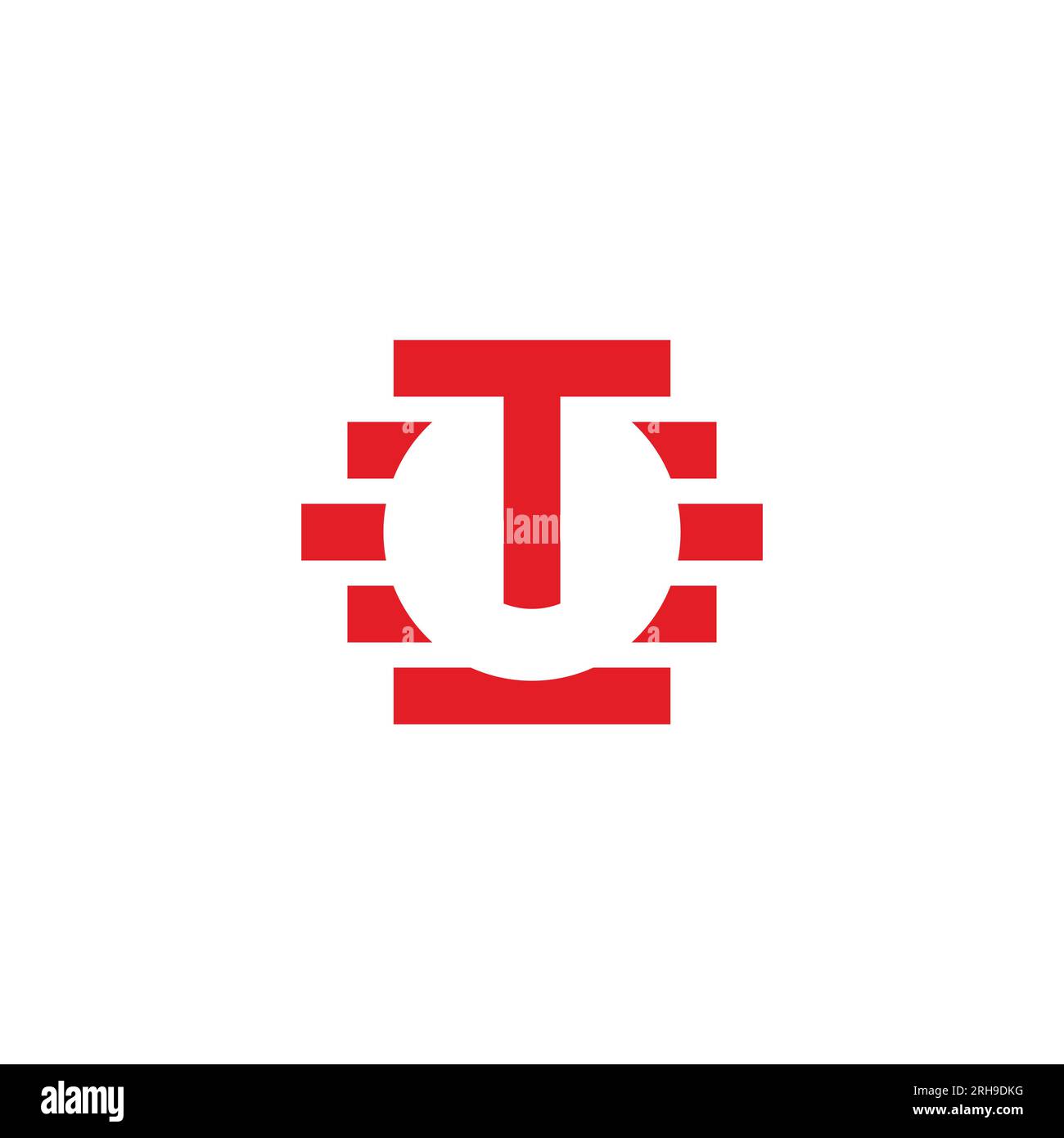 letter t circle geometric red sun logo vector Stock Vector
