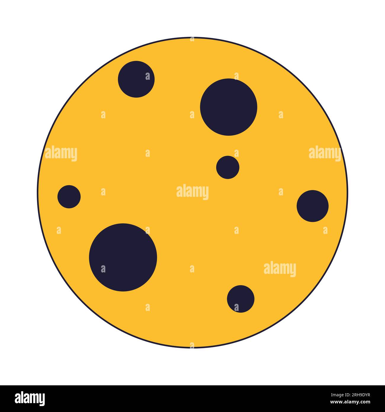 Moon flat line color isolated vector object Stock Vector