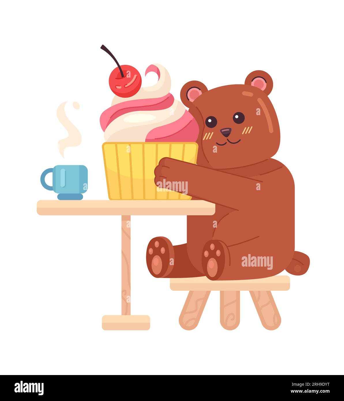 Bear Eating Ice Cream Cute Chill Lo Fi Wallpaper Stock Vector Image