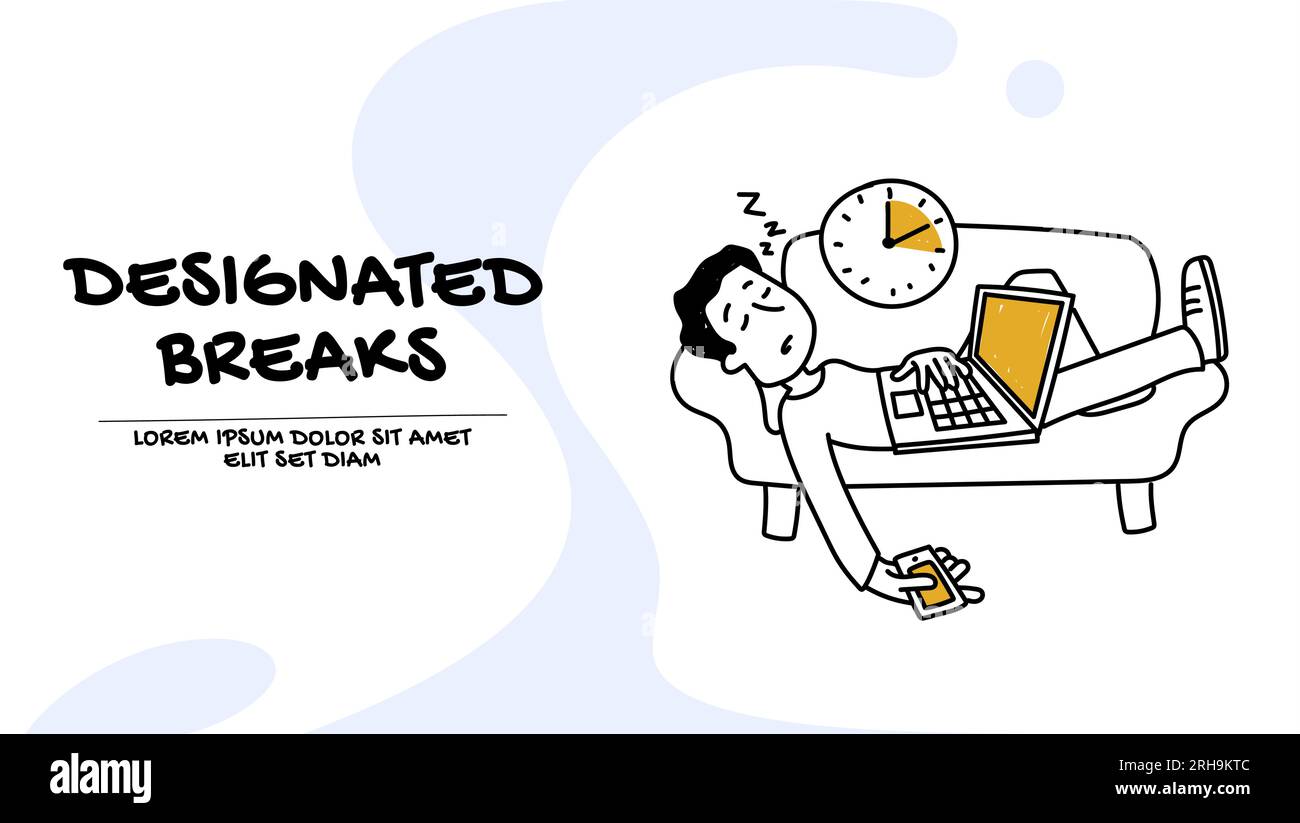 Vector of a young man taking a break short nap during the day Stock