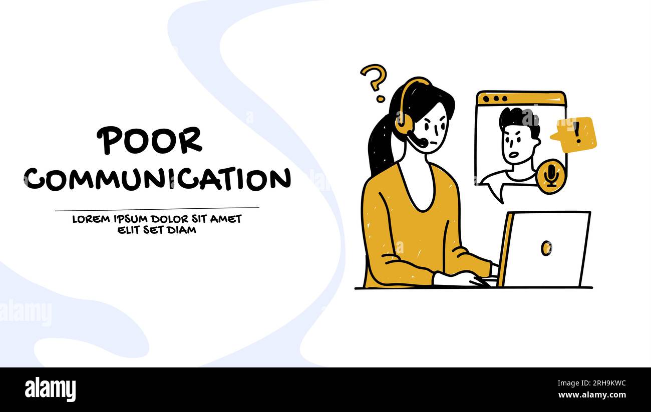 Vector of a customer service representative has a poor communication with a client and misunderstanding Stock Vector