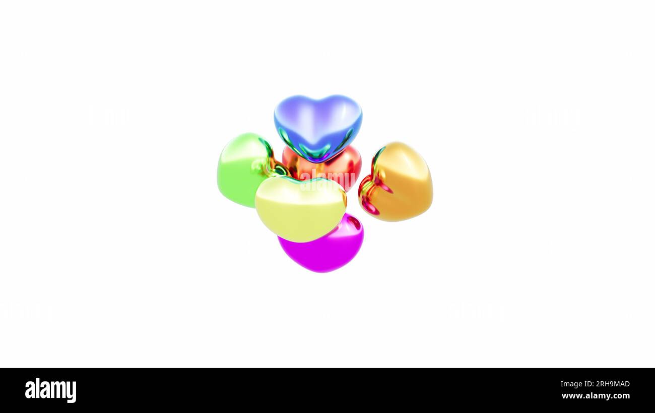 LGBT Color soft metal hearts are collider 3d render Stock Photo