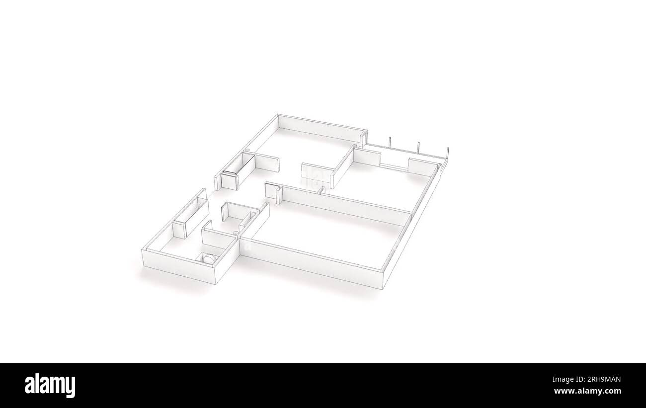 White room drawing animation for architects training 3d render Stock Photo