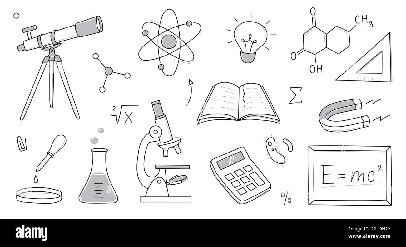 Doodle science, education school icon. Hand drawn sketch style doodle