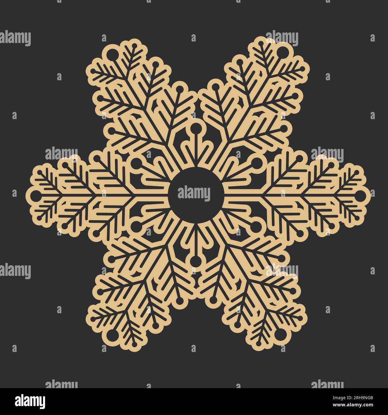 Golden snowflake crystal elegant line christmas decoration on dark ...