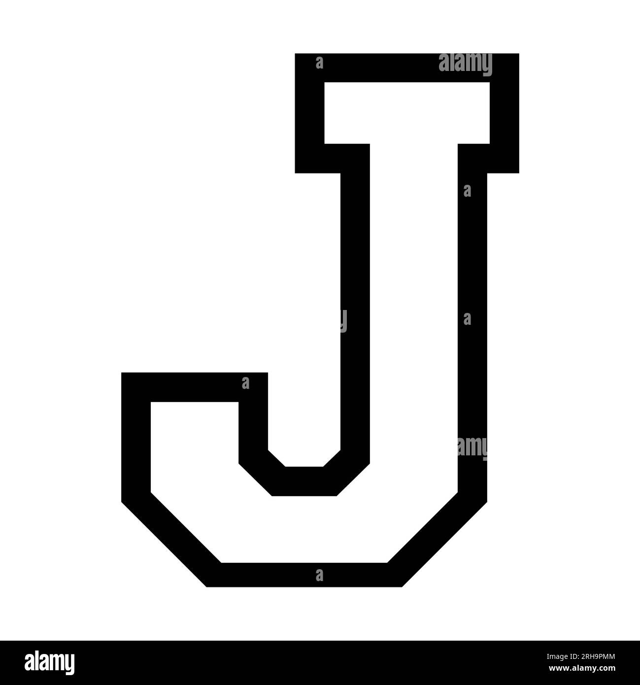 J letter sports college jersey font on white background. Isolated illustration. Stock Photo