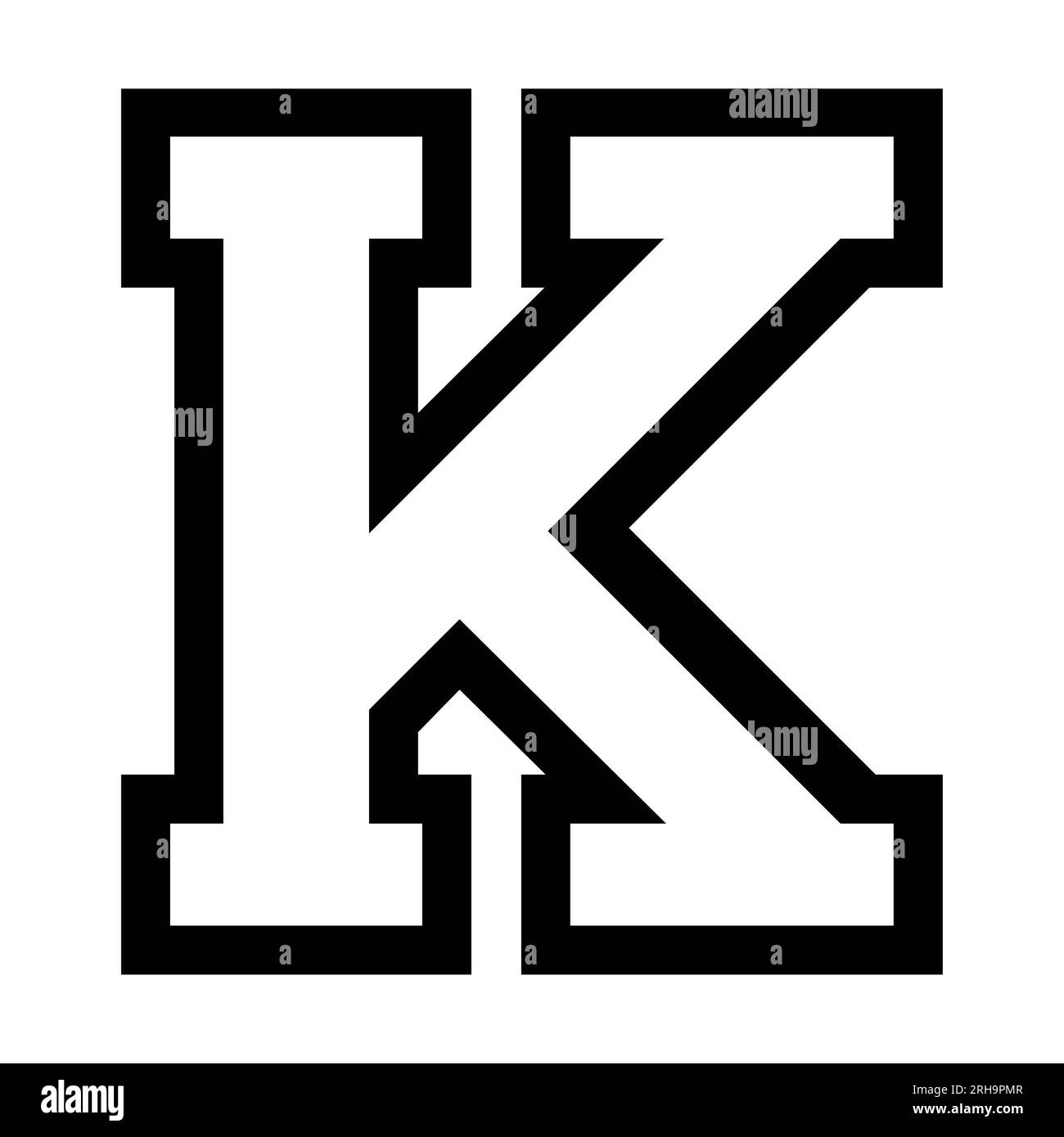 K letter sports college jersey font on white background. Isolated illustration. Stock Photo