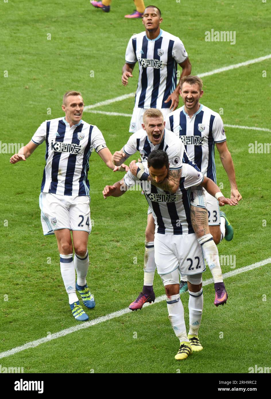 Nacer Chadli of West Bromwich celebrates after scoring a goal to make it 1-0 Premier League - West Bromwich Albion v Tottenham Hotspur 15/10/2016 Stock Photo
