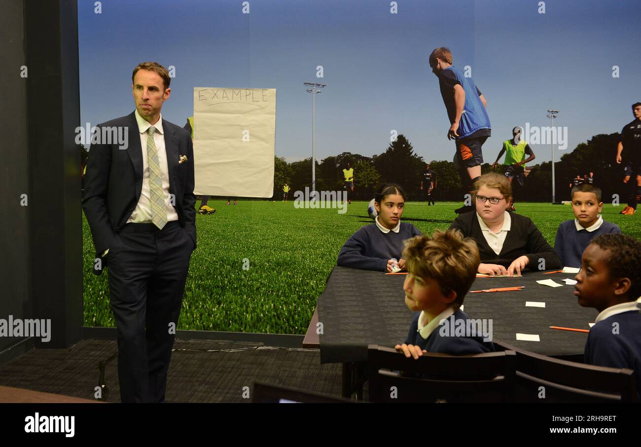 England football under 21 manager Gareth Southgate at Molineux in 2014 Stock Photo