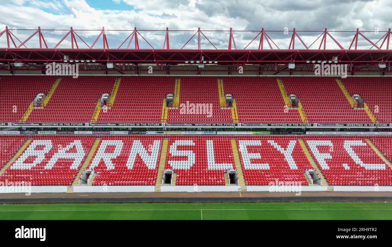 An aerial view of the East Stand at Oakwell ahead of the Sky Bet League