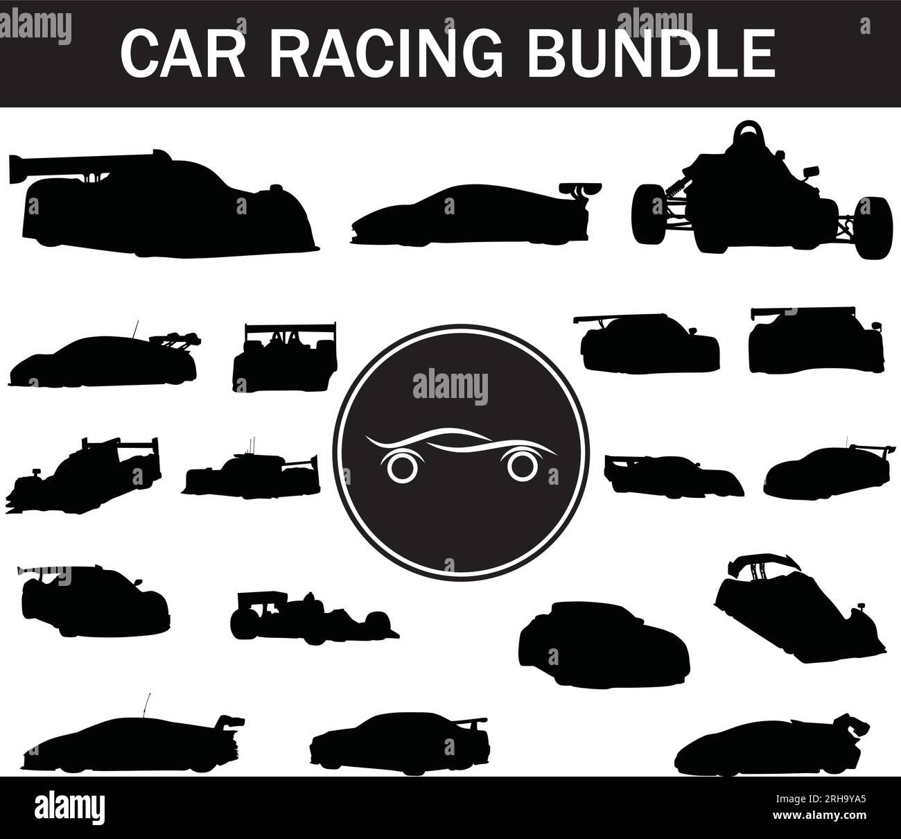 Car racing Silhouette Bundle | Collection of Car racing with Logo Stock ...