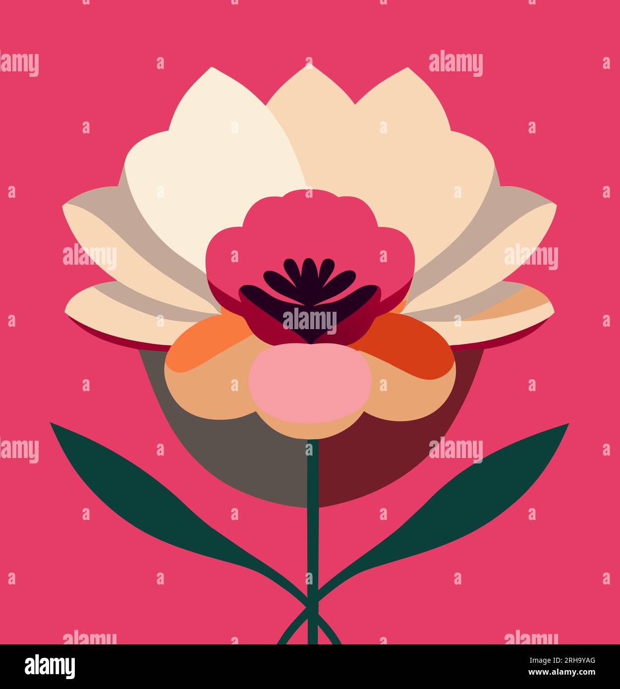 This illustration captures the essence of a flower through minimalist