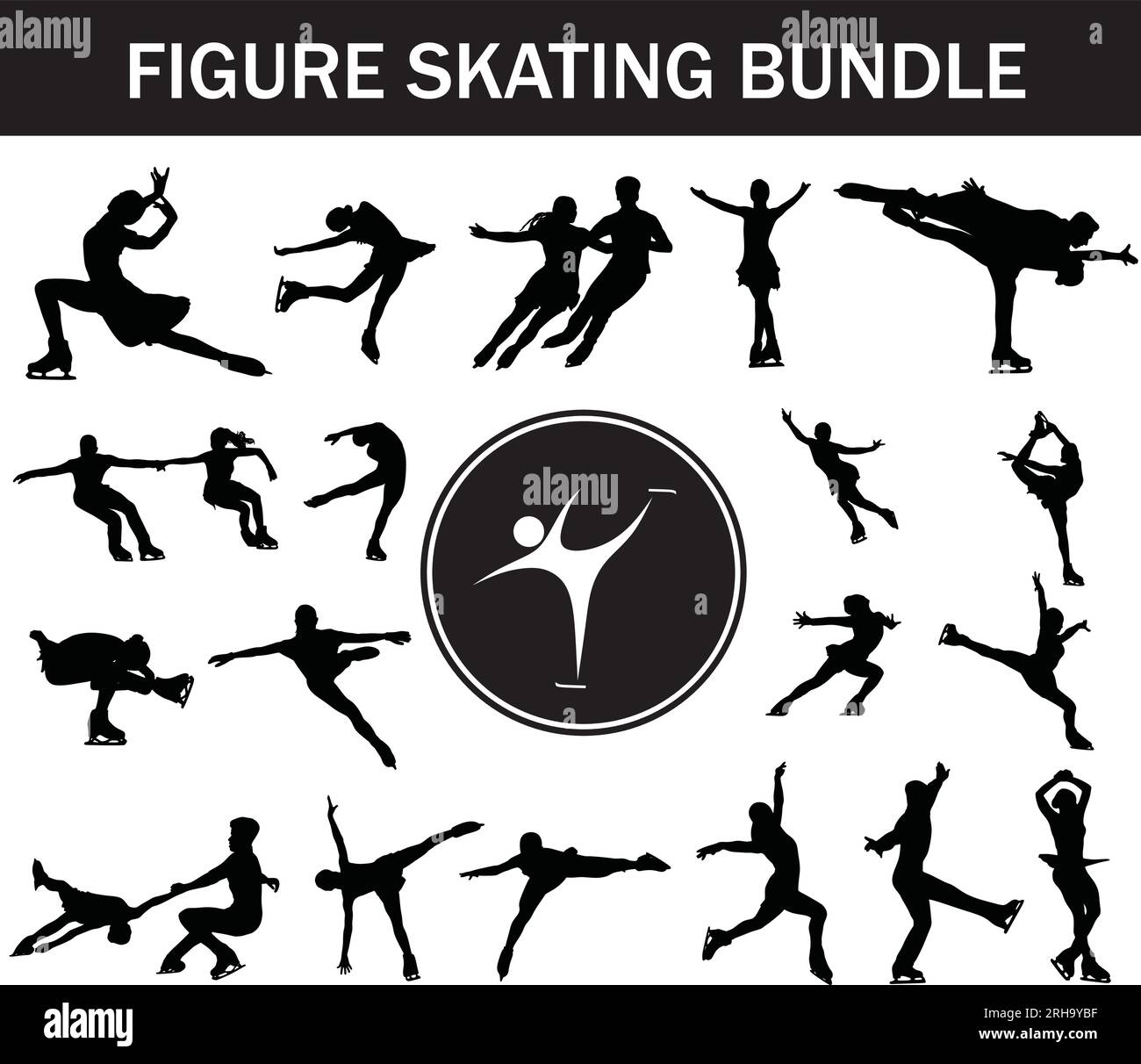 Figure Skating Silhouette Bundle Collection of Figure Skating Players