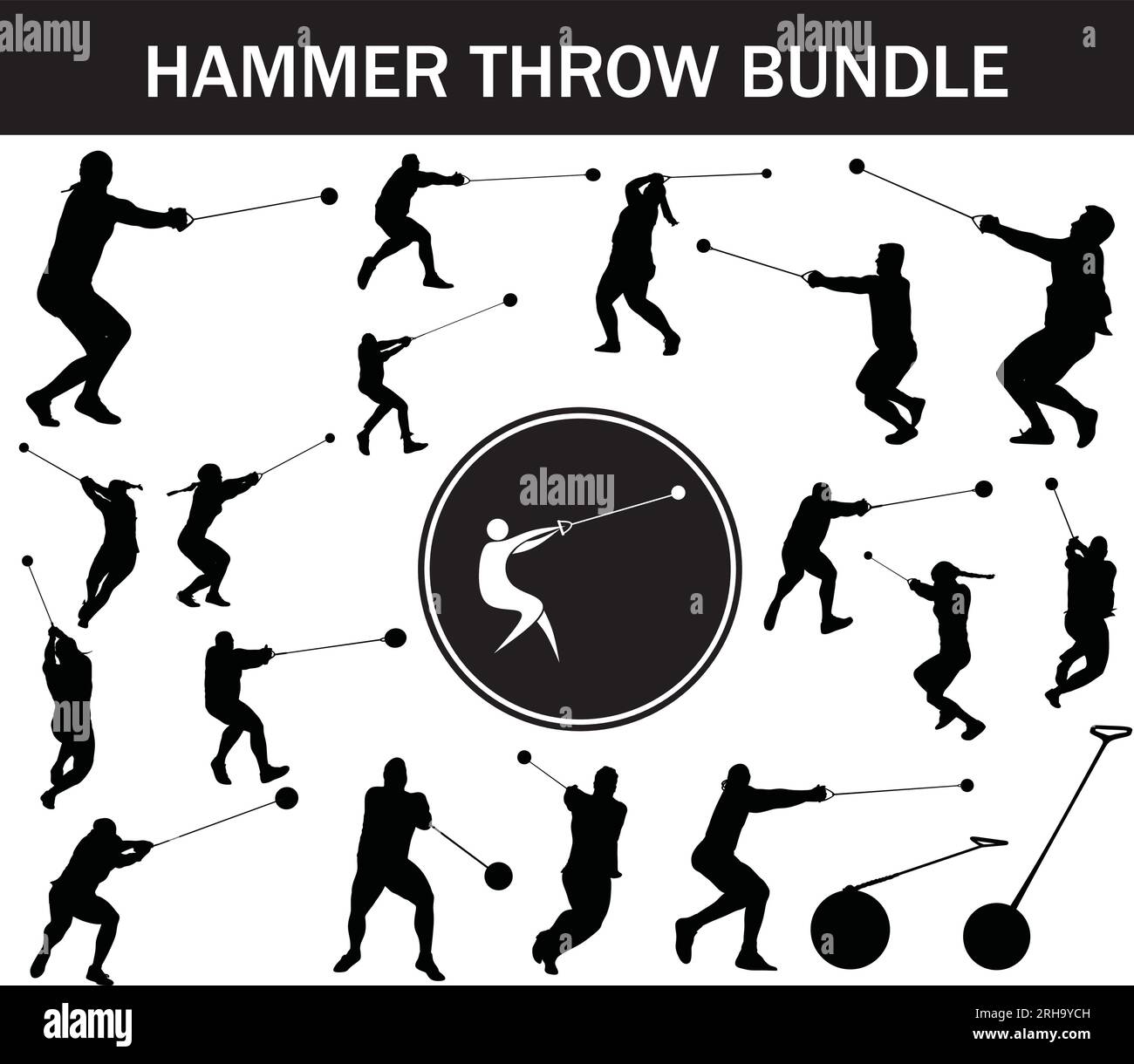 Hammer Throw Silhouette Bundle Collection of Hammer Throw Players