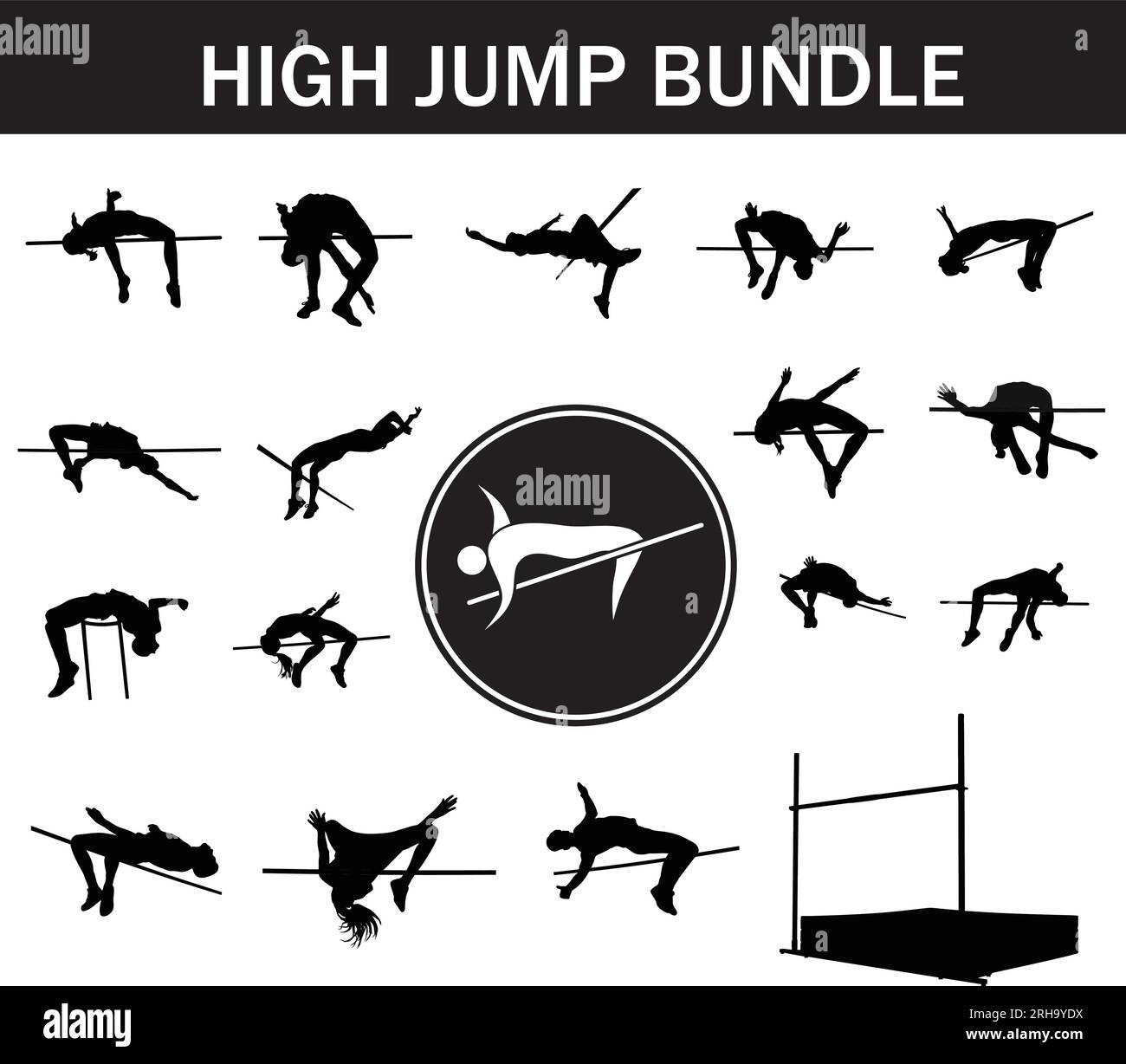 High Jump Silhouette Bundle | Collection of High Jump Players with Logo ...
