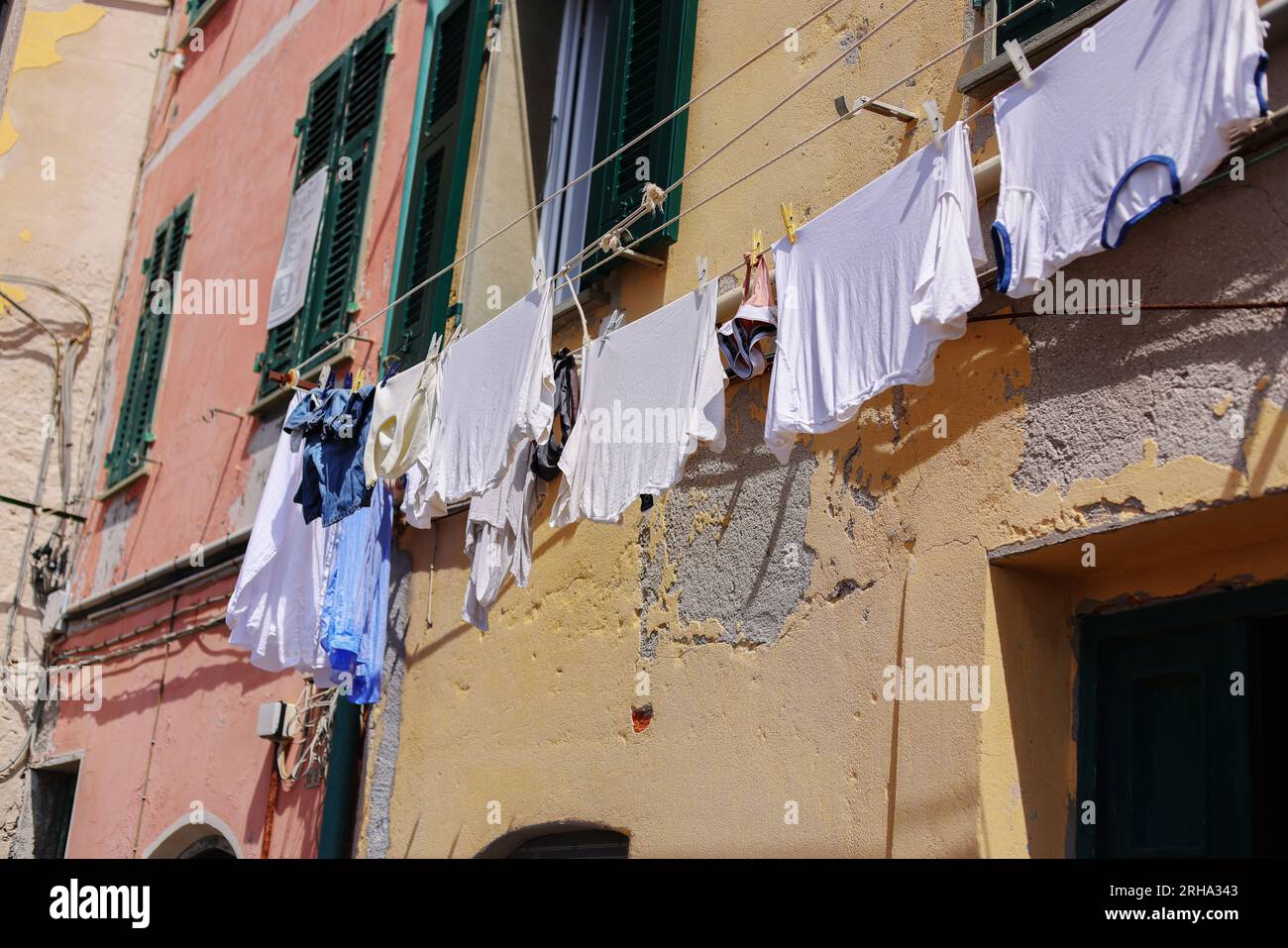 drying clothes outside the house in hot weather Stock Photo Alamy