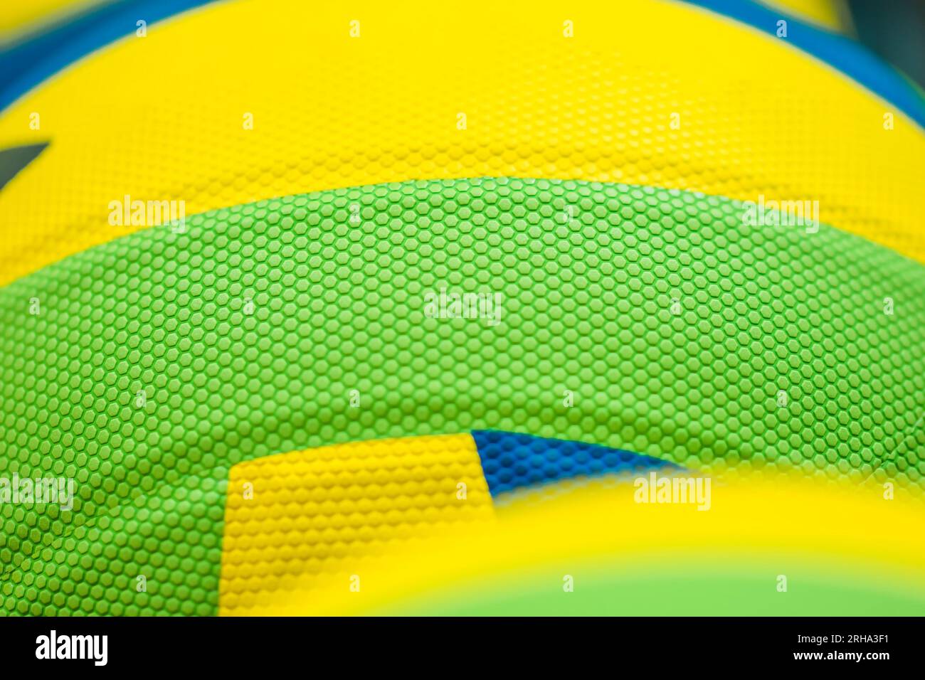Texture background of volleyball ball close-up. Volleyball ball at the sports court Stock Photo