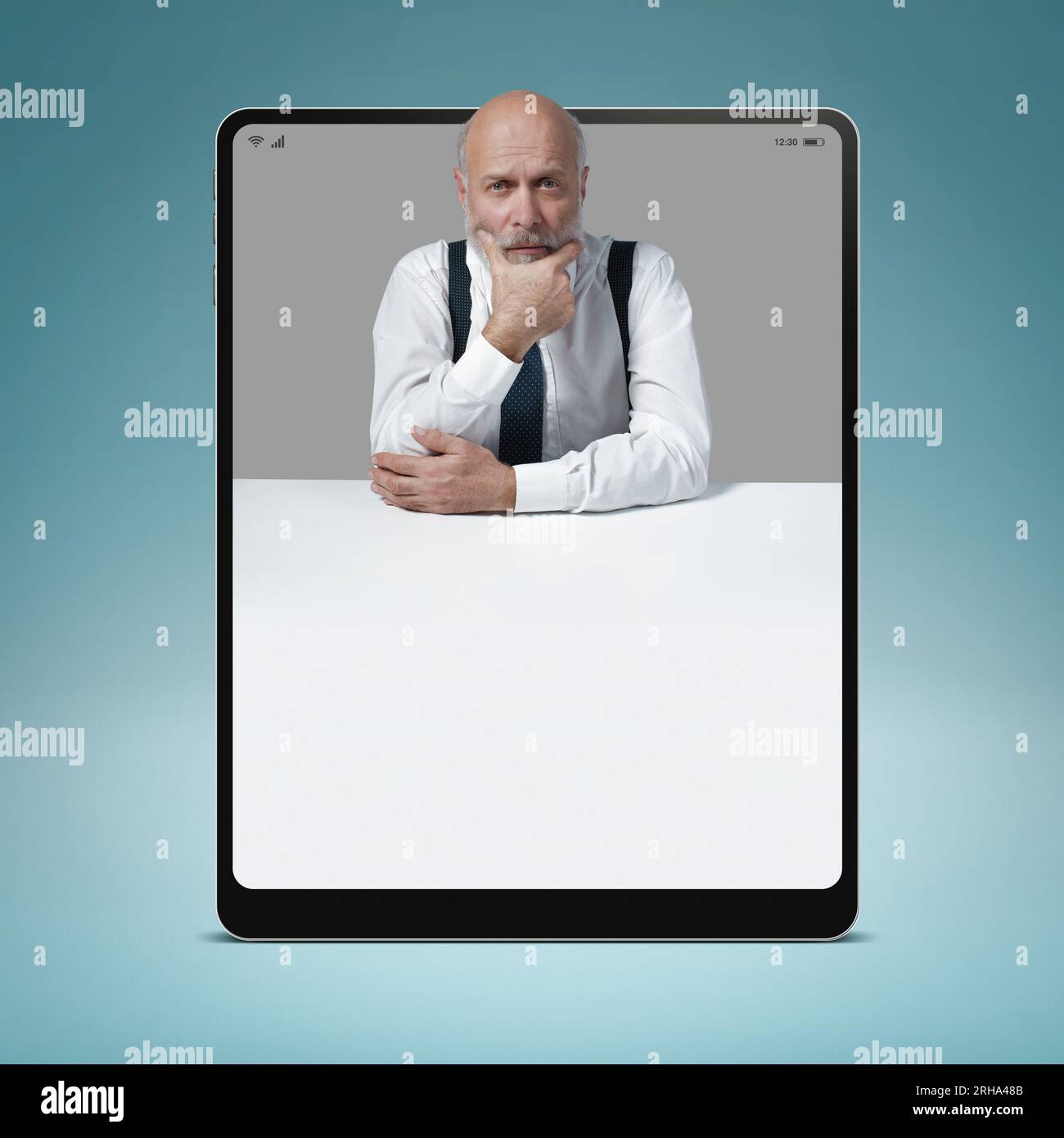 Thinking doubt mockup man hi-res stock photography and images - Alamy
