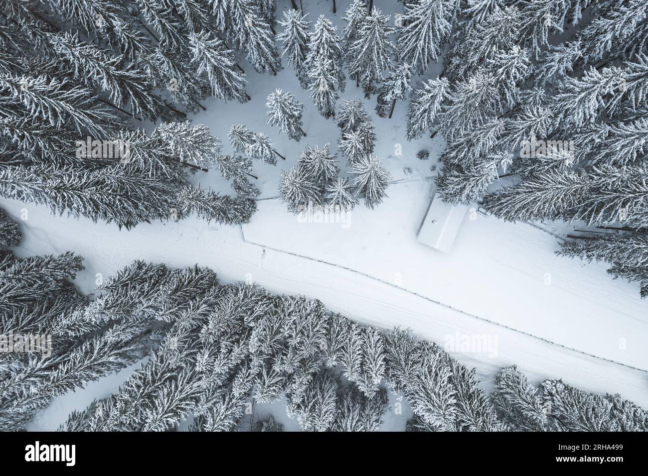 Aerial view snowy stream winding hi-res stock photography and images ...