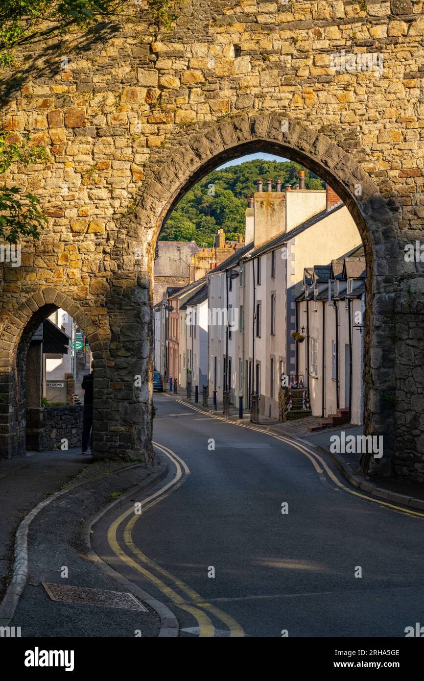 Looking into Conwy from the North gate in the town walls Conwy, North Wales Stock Photo