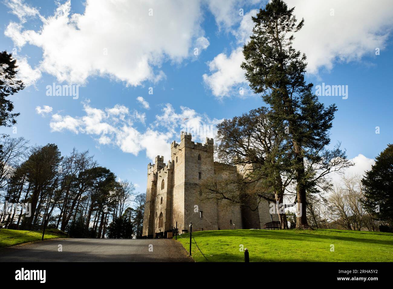 Langley Castle, a medieval tower house, grade I listed, now a luxury hotel, near Haydon Bridge, Northumberland Stock Photo