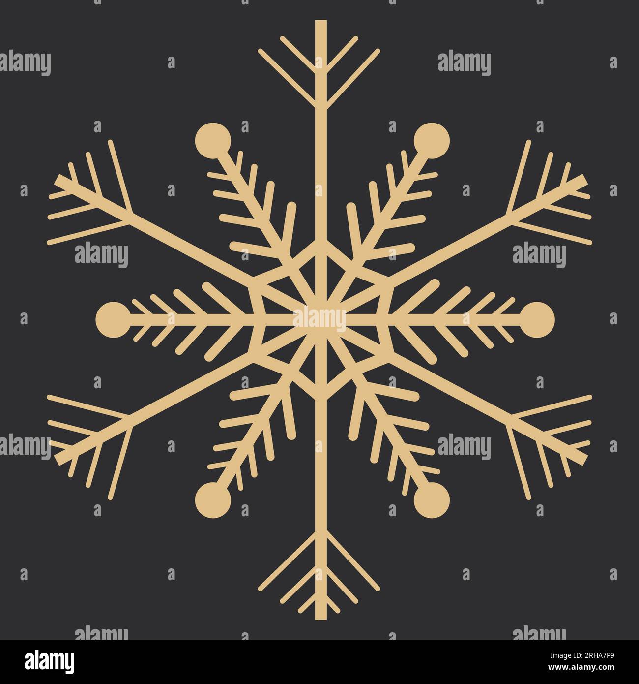 Golden snowflake crystal elegant line christmas decoration on dark ...
