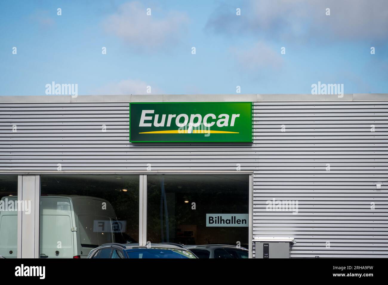 Malmö, Sweden August 2, 2023 A sign with the logo of Eiropcar car