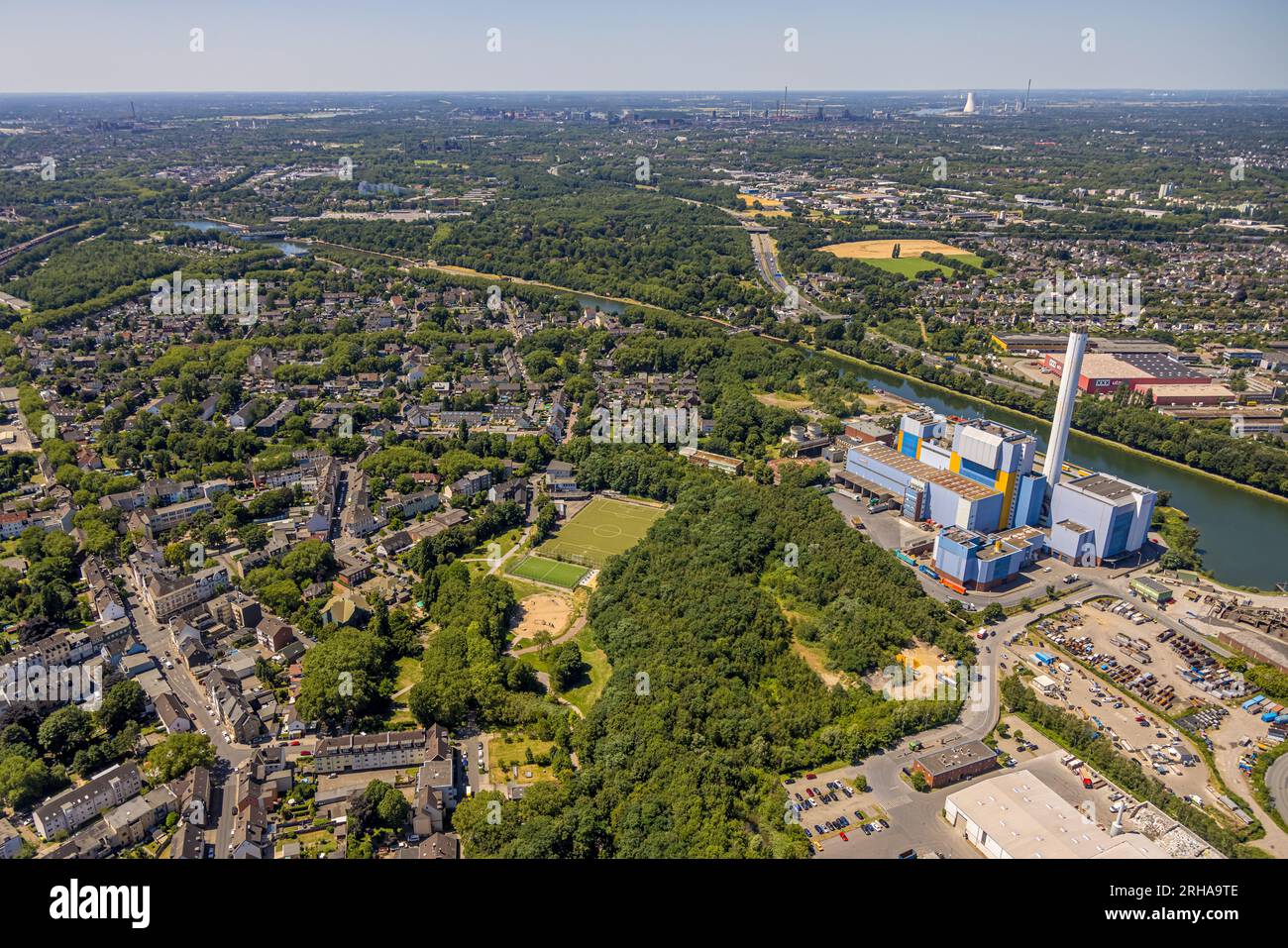 Aerial view, GMVA Niederrhein GmbH energy company, waste incineration plant, Lirich, Oberhausen, Ruhr area, North Rhine-Westphalia, Germany, DE, Europ Stock Photo