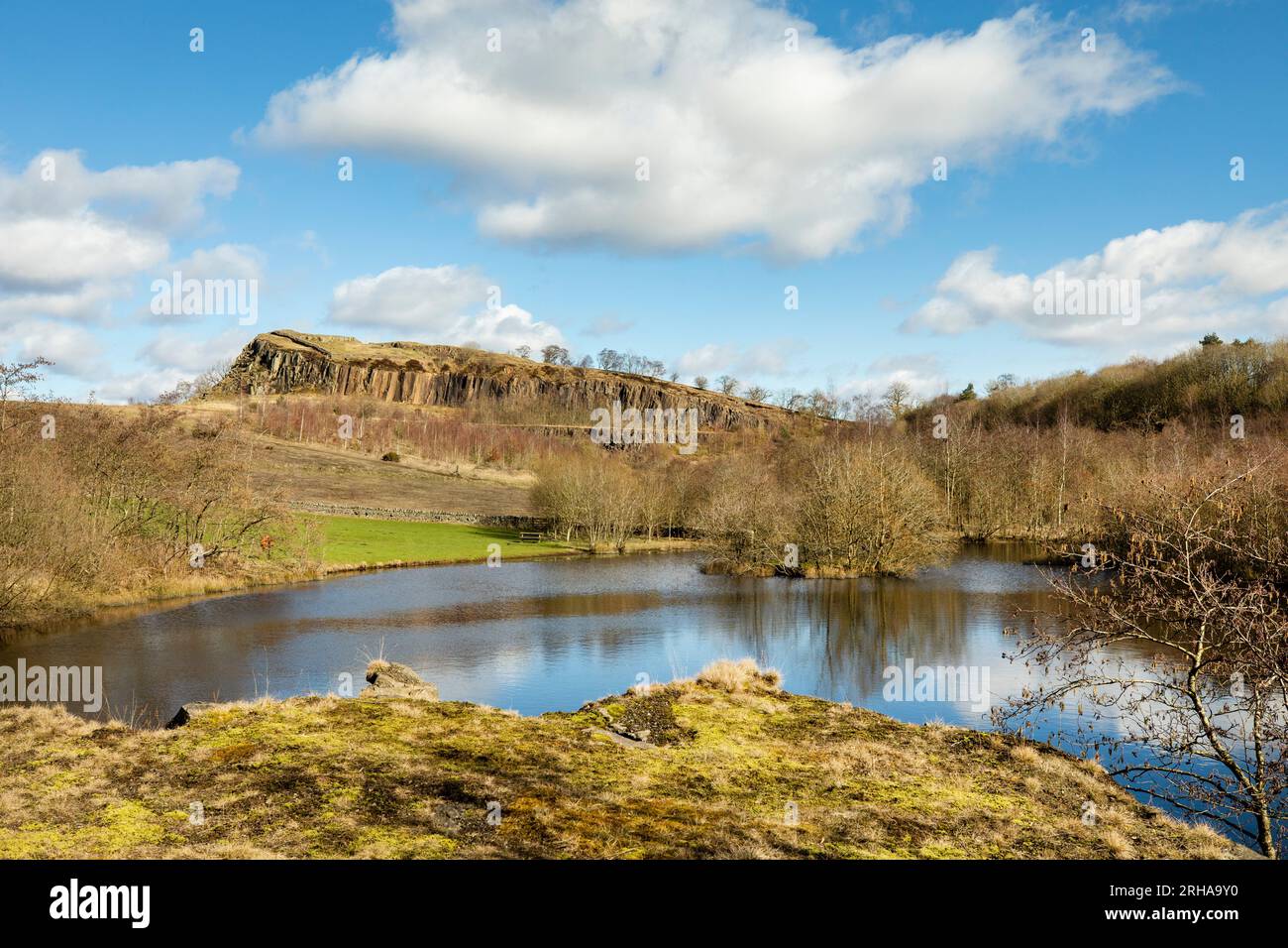 Looking across Walltown Quarry lake at Walltown Country Park to ...